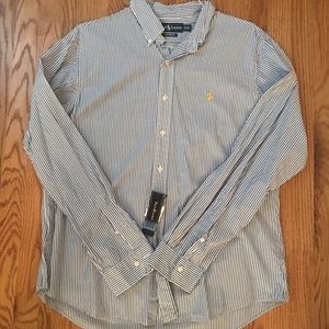 POLO Blue & White Dress Shirt | Custom Fit | XL